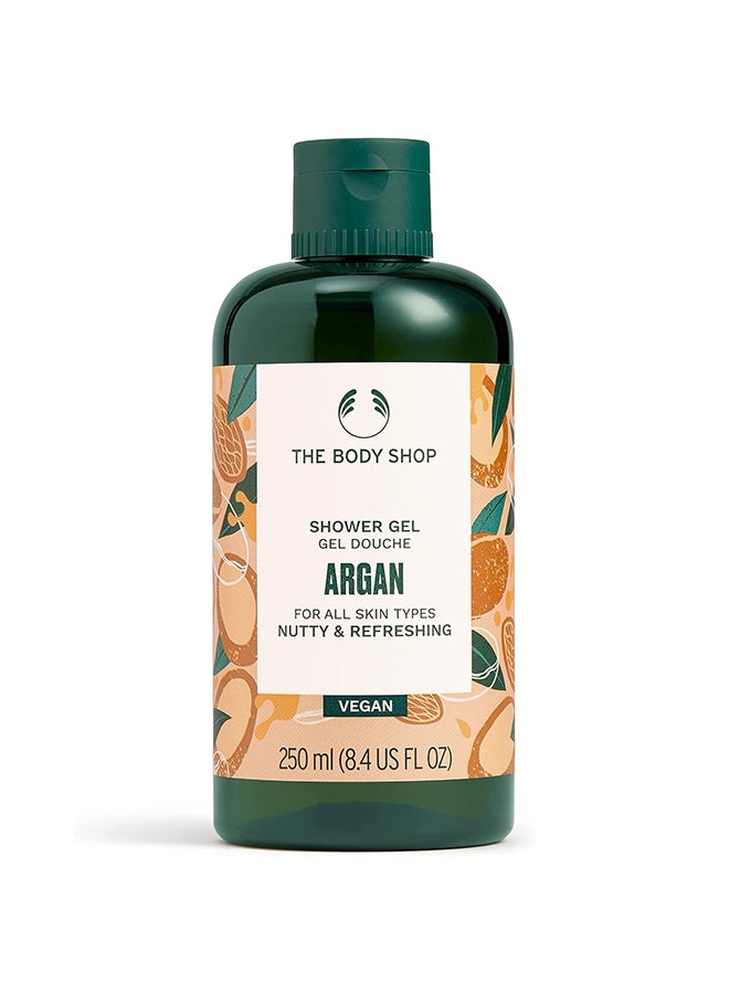 Argan Shower Gel for All Skin Types – Vegan Body Wash with Argan Oil & Aloe Vera | 92% Natural Origin Ingredients | Refreshing, Foamy Cleanser Leaves Skin Soft & Hydrated | Nutty, Creamy Scent, 250ml