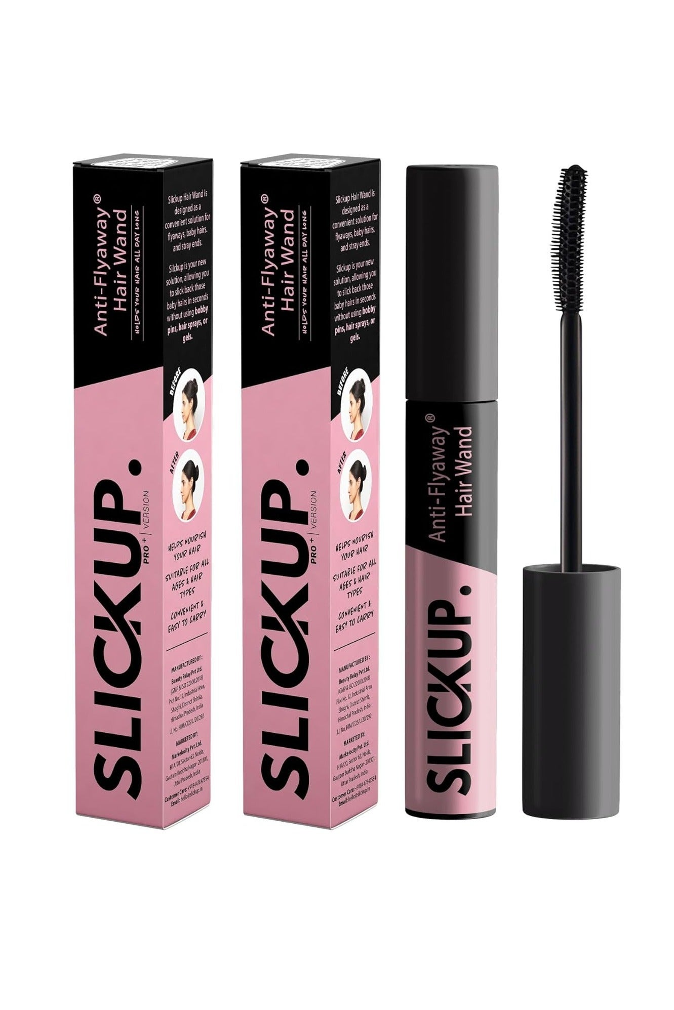 SLICKUP Anti Flyaway Hair Wand Pack of 2, Hair Finishing Stick for Frizzy Hair, Flyaway Hair Stick, Baby Hair Fixer, Hair Setting & Fixing Stick for Smooth Styling