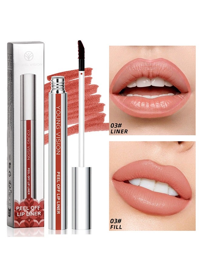 Peel Off Lip Liner, Tattoo Peel Off Lipliner, Matte Finish, Waterproof, Nude Matte Lip Contour for Women Makeup, Precise Lip Definition #03
