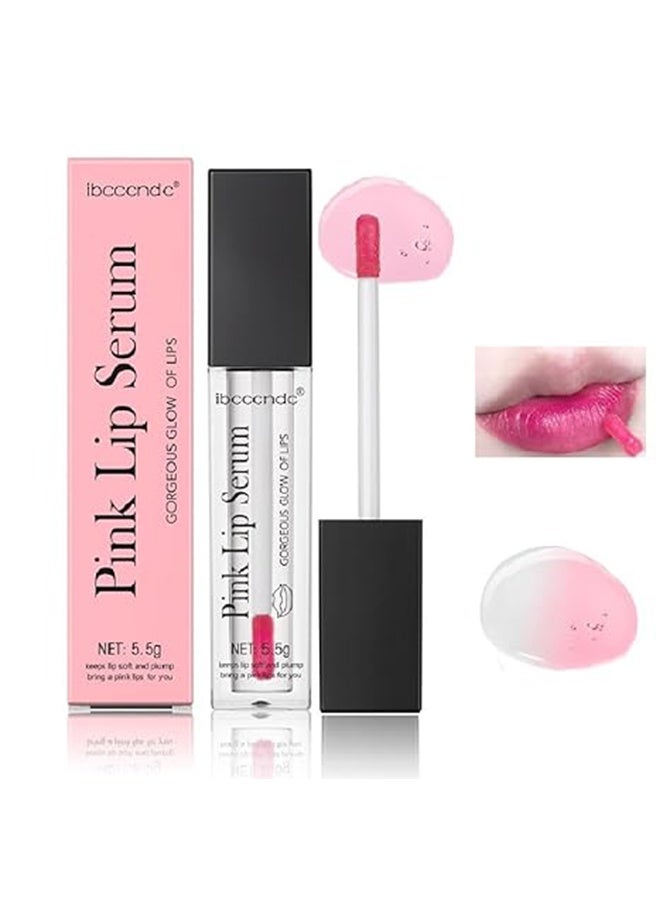 Pink Lip Serum Plumper,Gorgeous Glow Of LIPS， Hydrating Pink Lip Plumper, Pink Lip Serum Lip Tint, Valentine's Day Gift for Moisture and Reduces Fine Lines （5.5g）