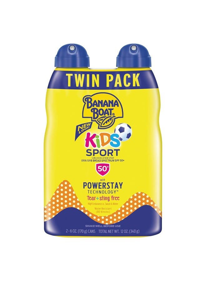 Kids Sport Sunscreen Spray SPF 50, Twin Pack | Kids Sunscreen Spray, Kids Sunblock Spray, Oxybenzone Free Sunscreen for Kids, Spray Sunscreen SPF 50, 6oz each