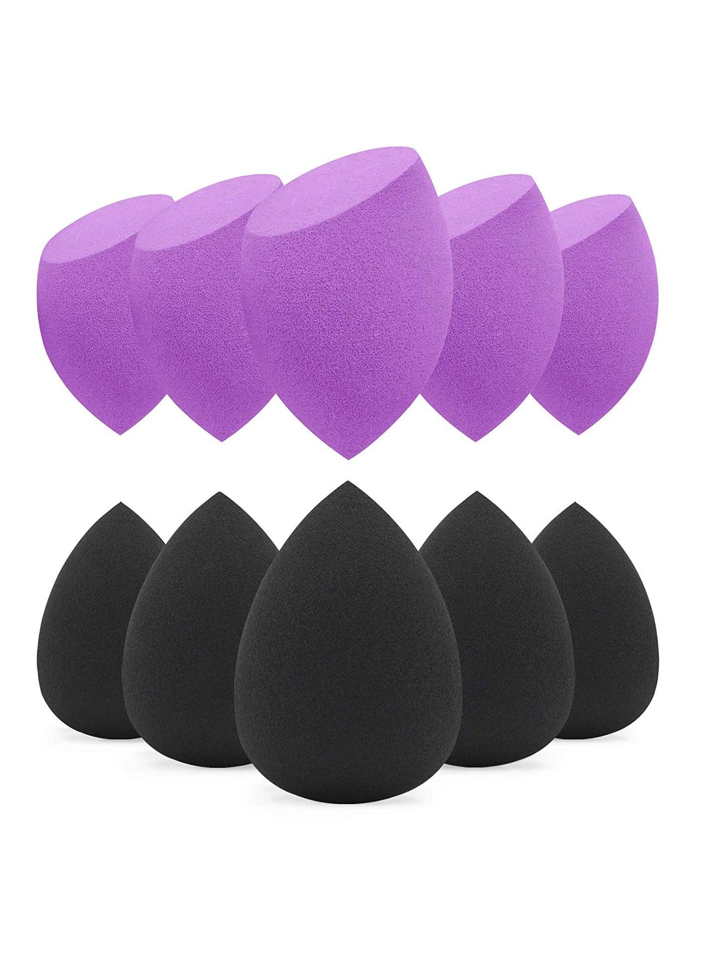 Makeup Sponge, 10 Pcs Latex-free and Vegan Beauty Sponge, Flawless for Cream, Liquid Foundation & Powder Application, Professional Beauty Makeup Set for Dry & Wet Use (Purple & Black)