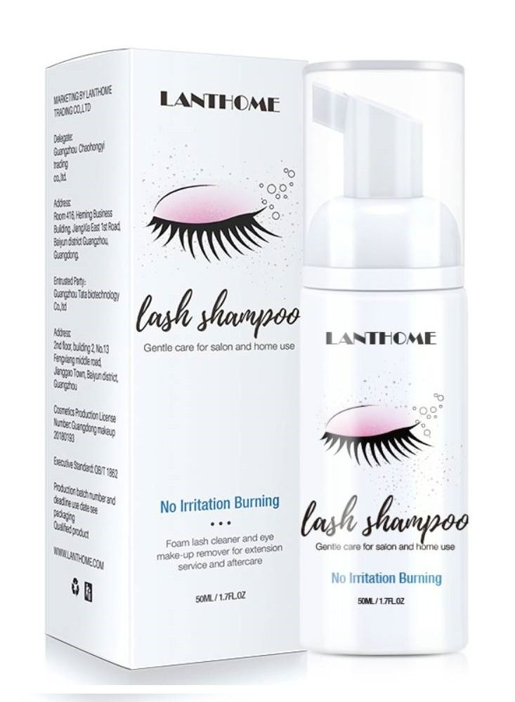 Lash Shampoo 50ml Eyelash Extension Shampoo, Remove Makeup Residue & Mascara, Gentle Deep Cleansing and No Irritating or Burning for Eyelash Extension Foam - Perfect for Salon Use and Home Care