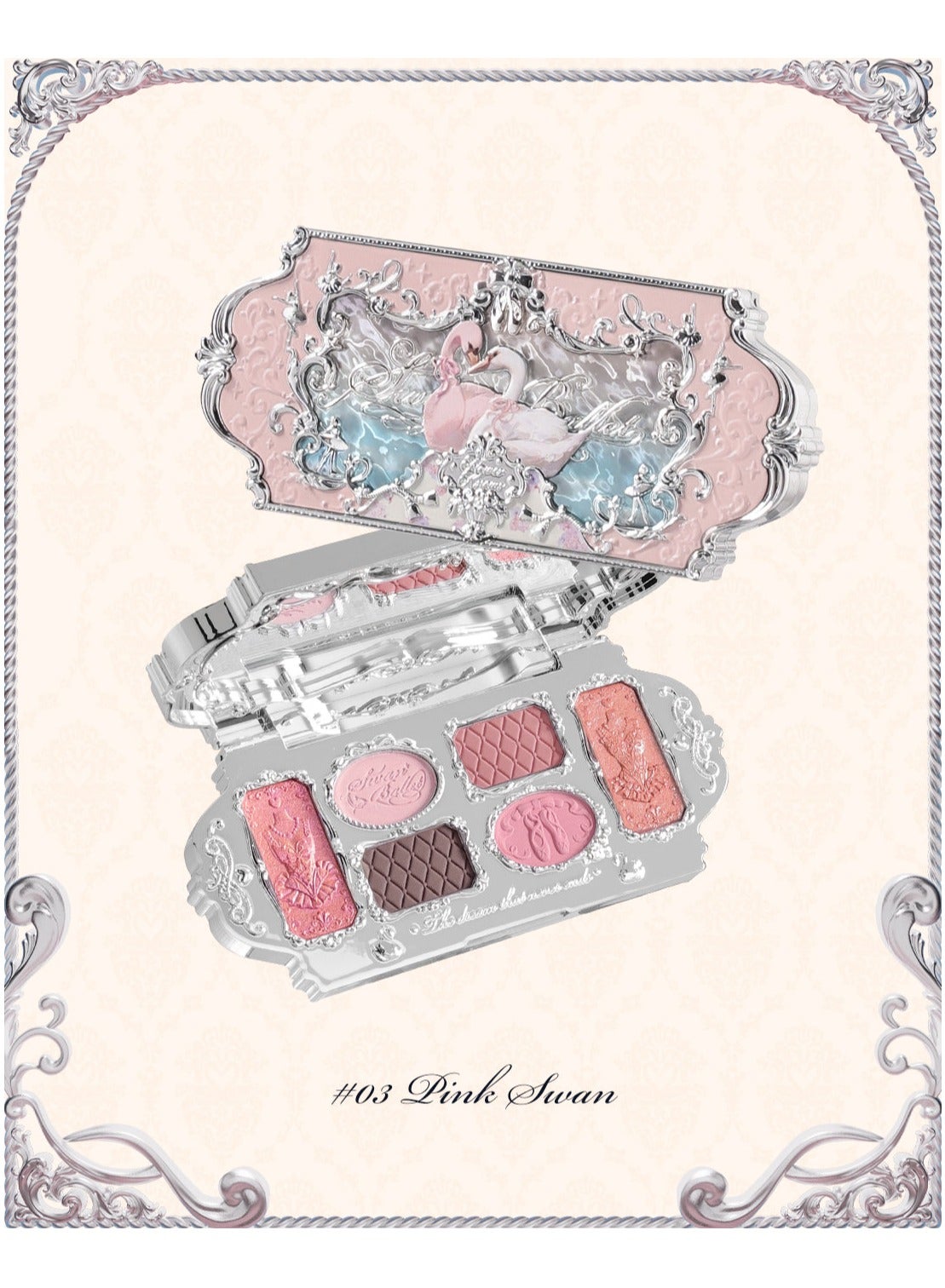 Swan Ballet 6-Color Eyeshadow Palette Delicate Matte Glow Shimmer Waterproof Eye Shadow Beauty Makeup Cosmetics, 6.5g (03 Pink Swan)