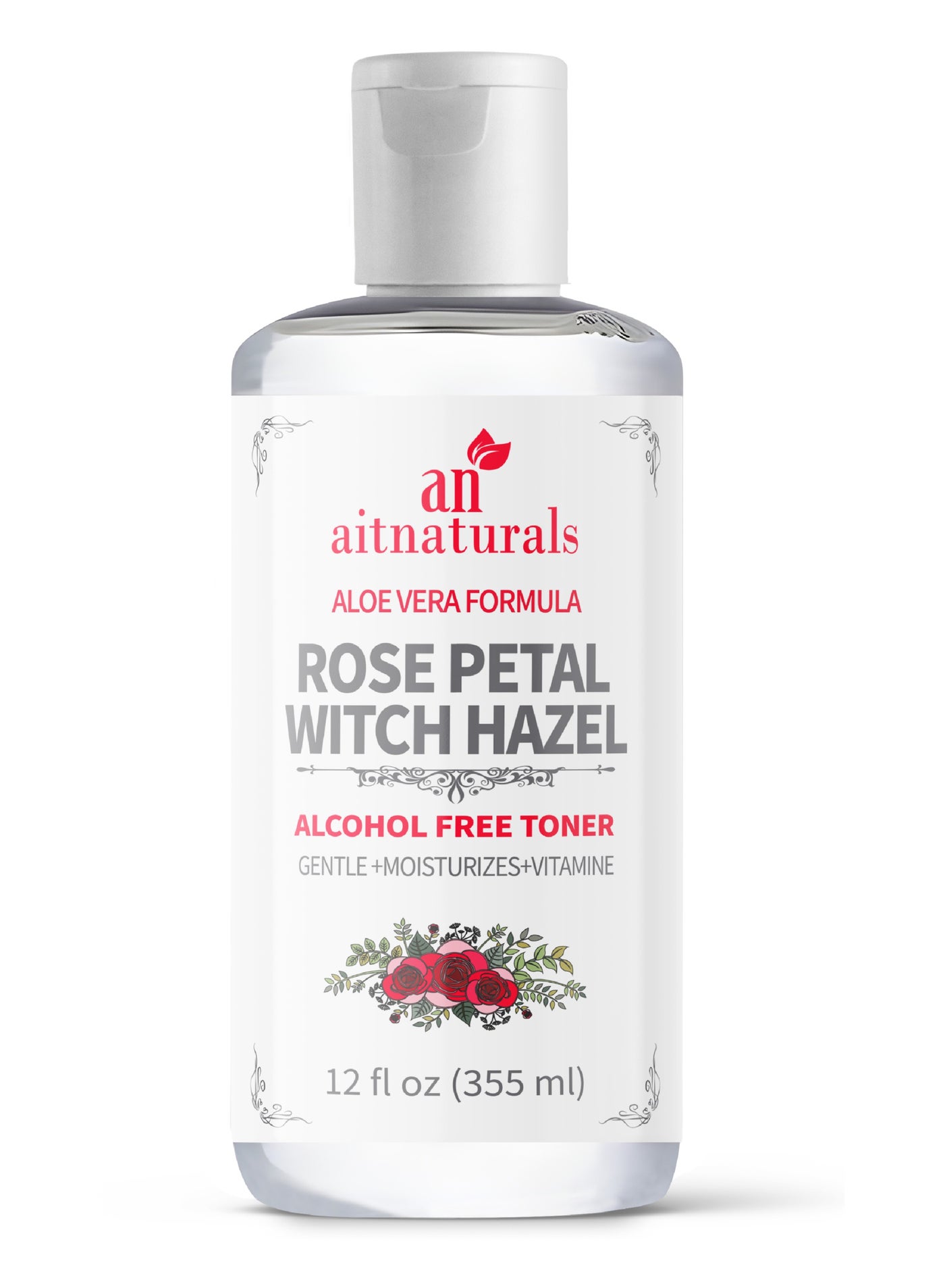 Aitnaturals Rose Petal Witch Hazel Toner 12 fl oz / 355 ml