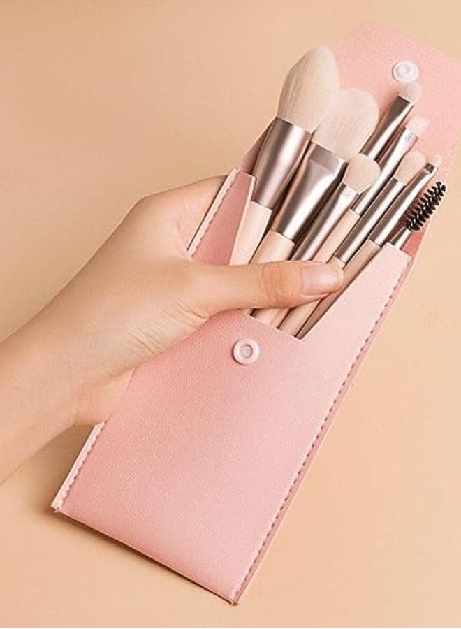 08 - PCS Makeup Brush Set, Professional Premium Synthetic Makeup Brushes, Eyeshadows, Foundation Powder High Light Blushes, Makeup Brush Set with Matte Plastic Handle and Bag for women beauty