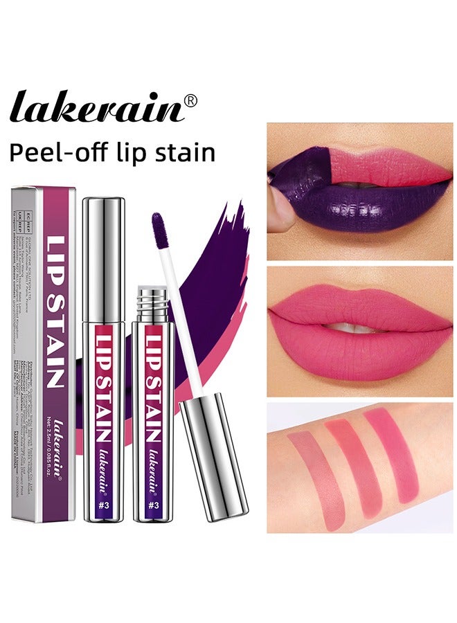 Lip Stain - Peel Off Lip Stain Lipstick Peel Off Lip Color Stain Long Lasting Lip Stain Peel Off Infused Sweat Proof Waterproof Long Lasting Highly Pigmented Matte Lipstick Hot Pink #03