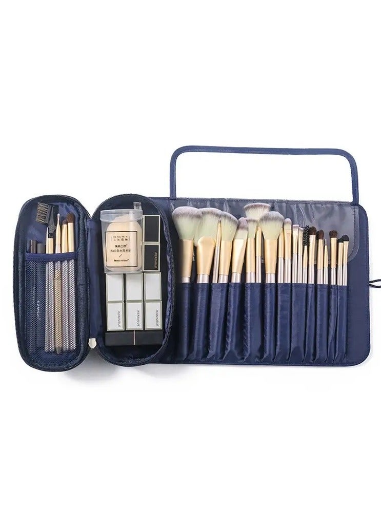 Portable Makeup Brush Bag- Organizer Cosmetics and Travel in Style (Black)