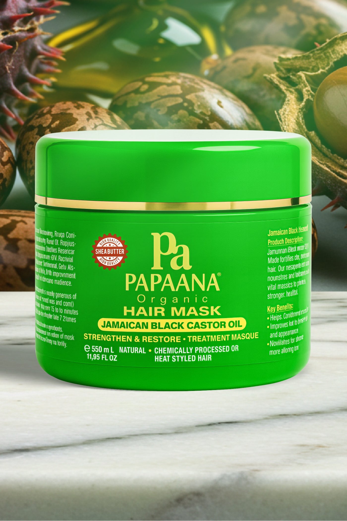 Jamaican Black Castor Oil Hair Mask with Shea Butter – 350ml, Nourishing & Strengthening Mask for Hair Growth & Repair