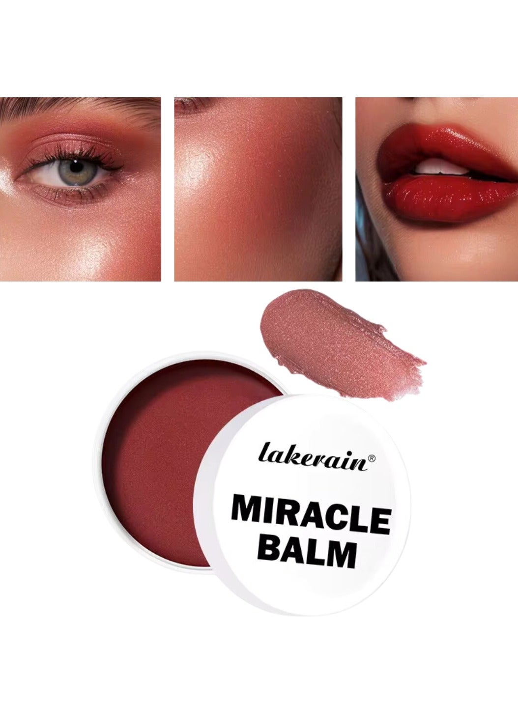 52g Miracle Balm Multi use Miracle Balm Cream for Eyes Cheek and Lips Nourishing Long Lasting Creamy Smooth Texture Moisturizing Cream for Eyeshadow Blush and lipstick Earth Rose 02