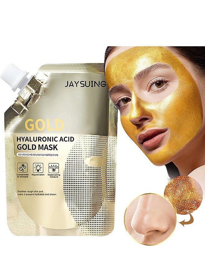 Gold Hyaluronic Acid Gold Mask—Retinol Hyaluronic Acid Gold Mask, Rejuvenating Gold Peel Off Mask, Gold Anti Aging Face Mask For Flawless Skin, Anti Wrinkles And Reduce Fine Lines, Clear Acne, Minimize Pores, Moisturizing