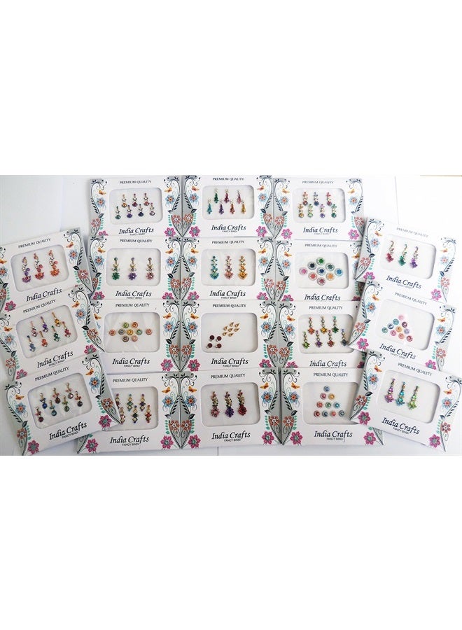 12 Combo Bindi Packs All in One- Multicolored Face Jewels Bindi Stickers Indian Forehead Tika