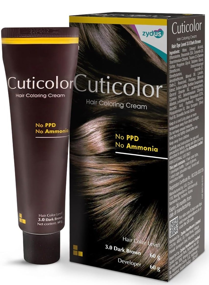 Permanent Hair Color Cream|#1 Dr Prescribed|For Sensitive Skin|Eco Mechanism For Preserving Scalp Health|Enriched With Portulaca & Boseivela Extracts (Dark Brown,60G (Pack Of 1))
