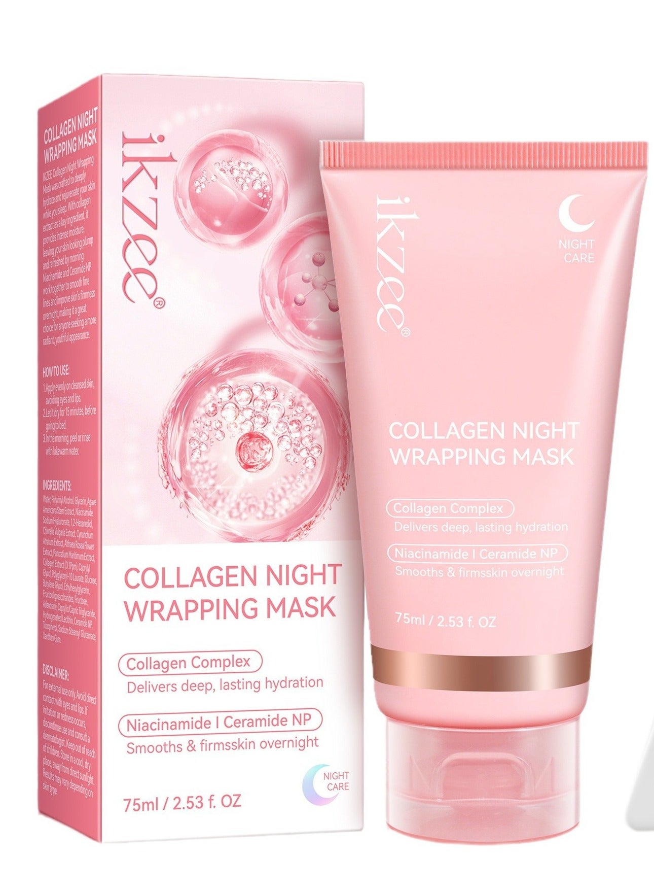 Ikzee collagen sleeping mask hydrating moisturizing nourishing skin hydrating whitening night mask 75ml