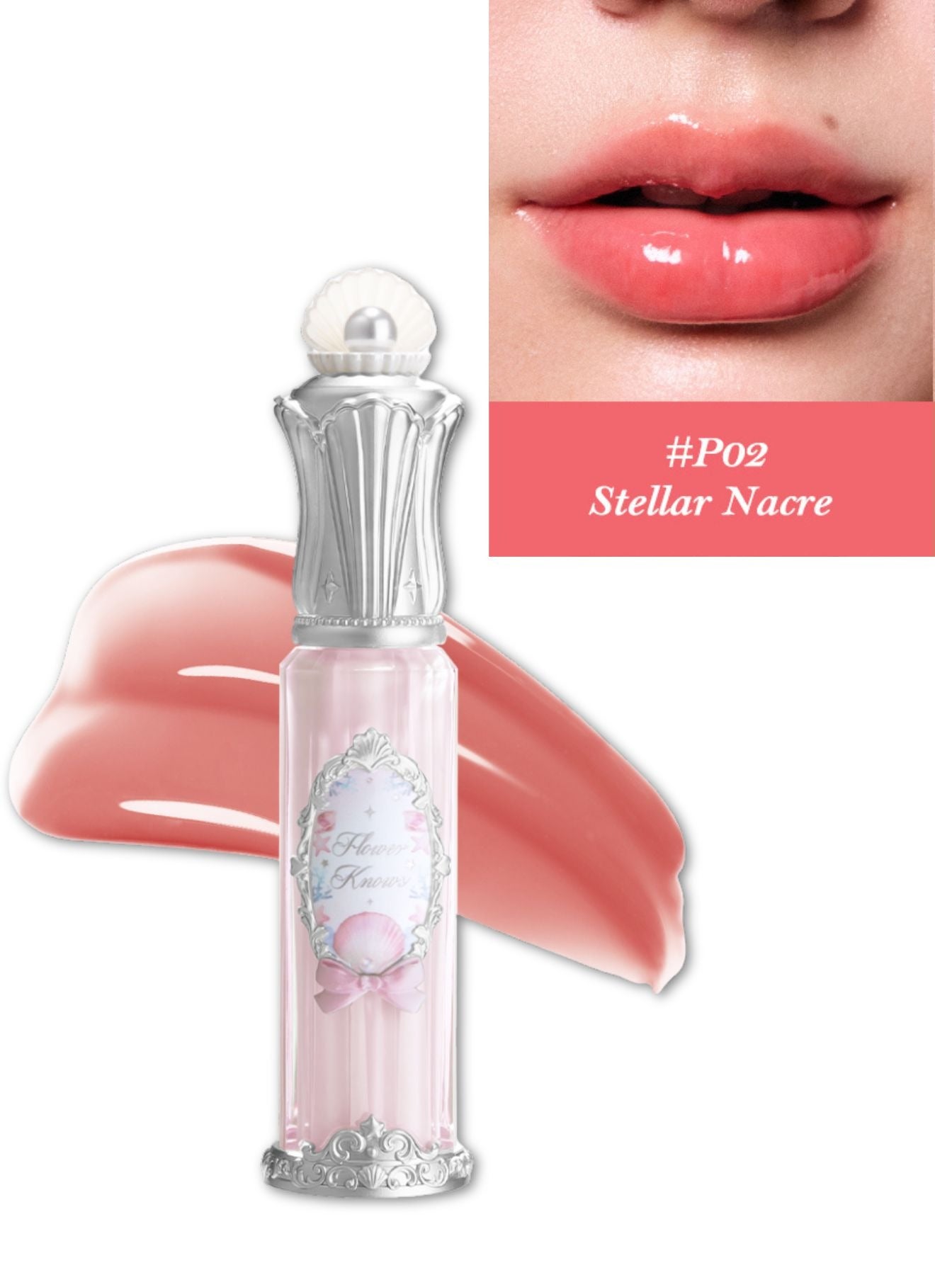 Shell's Jewel Nourishing Lip Glaze with Hydrating Essence and Glossy Shine  3-in-1 Lip Oil, Gloss & Treatment – P02 Stellar Nacre