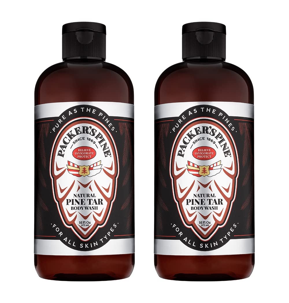 Packer's Pine Tar Body Wash | Soothing Mens Shower Gel For Psoriasis Relief | Made With Natural Pine Tar and Pine Oils | Paraben & Sulfate-Free, 16 fl oz