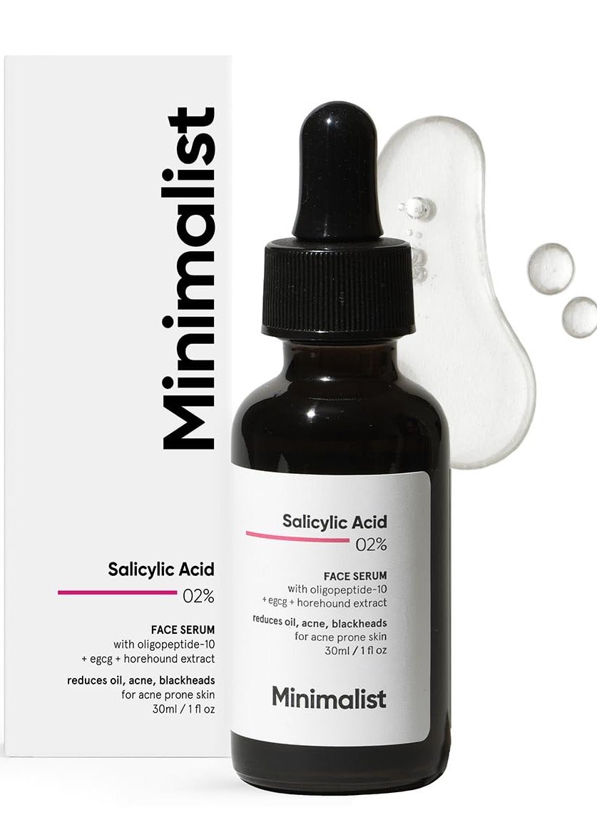 Minimalist 2% Salicylic Acid Serum For Acne, Blackheads & Open Pores | Reduces Excess Oil & Bumpy Texture | BHA Based Exfoliant for Acne Prone or Oily Skin