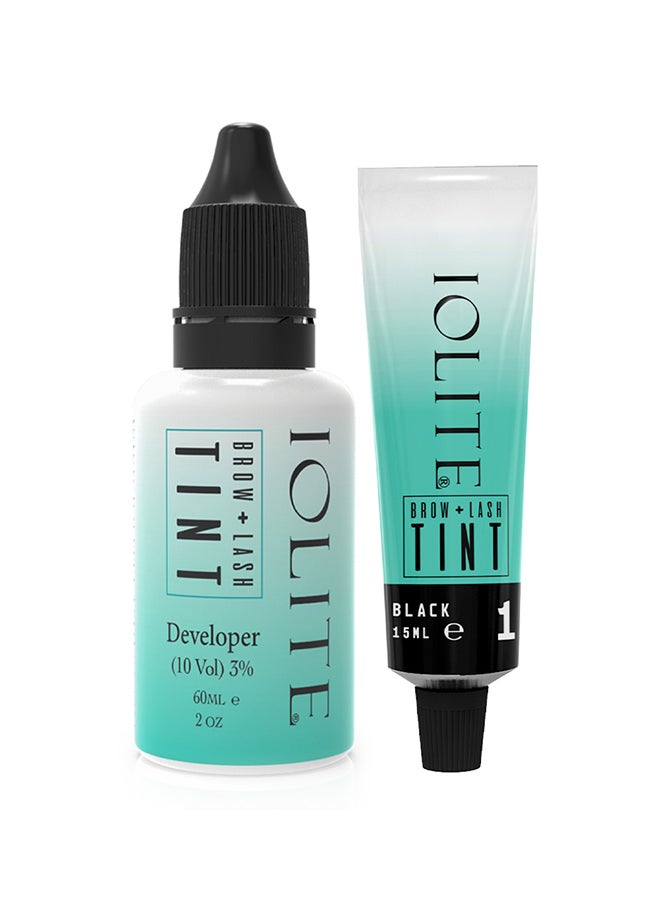 Lash & Brow Tint Kit: Instant Voluminous Color, Perfect for Perm Lift. Semi-permanent, Lasts 6 Weeks. Professional Pigments & Developer for Enhanced Lashes & Brows Black Tint Dye color