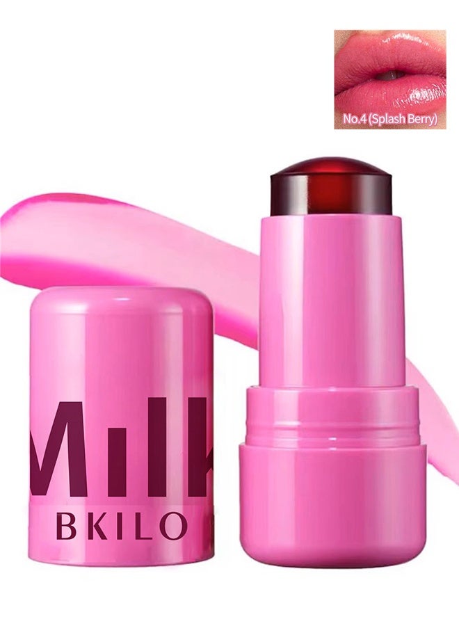 Milk Powder Blusher Stick, Cooling Water Jelly Tint Lip + Cheek Blush Stain, Blush Stick for Cheeks, Jelly Blush Stick, Longlasting Non-Stick, Paraben-Free #04
