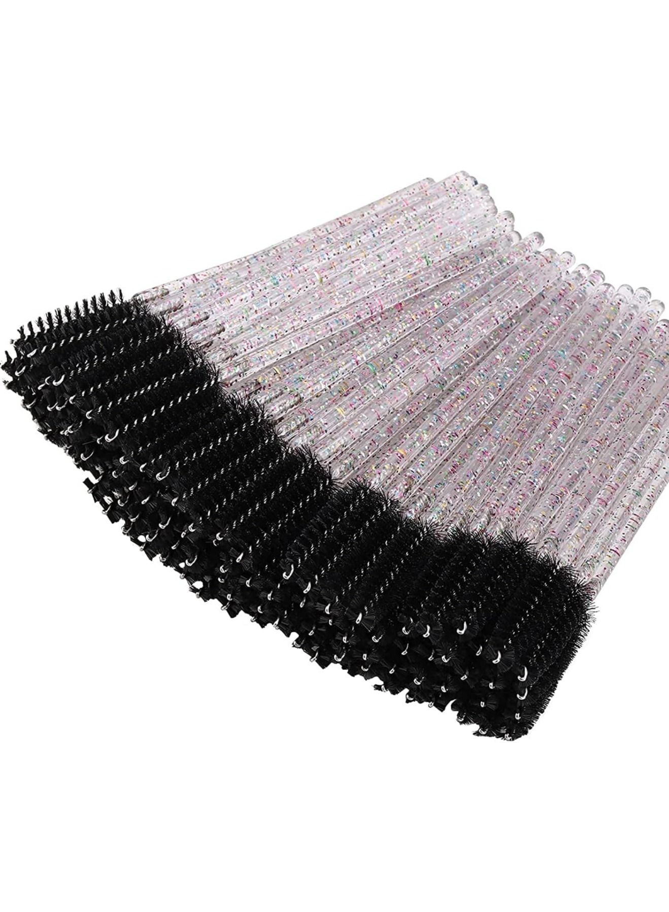 ORiTi 50 Pcs Disposable Mascara Brushes Crystal Eyelash Wands Mascara Applicator Spooly for Eyelashes (Crystal-Black)