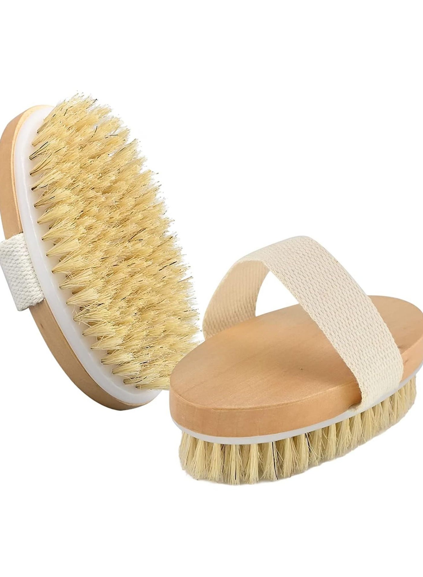 ORiTi Dry Body Brush,Shower Brush with non Slip Straps,Natural Bristles Bath Brush, ​for All Kinds of Skin, Cleans the Body Easily