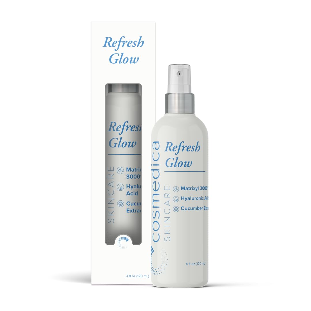 Cosmedica Skincare Refresh Glow Hydrating Peptide Spray with Matrixyl 3000, Cucumber Extract & Hyaluronic Acid for Revitalized Skin â€“ 4 oz