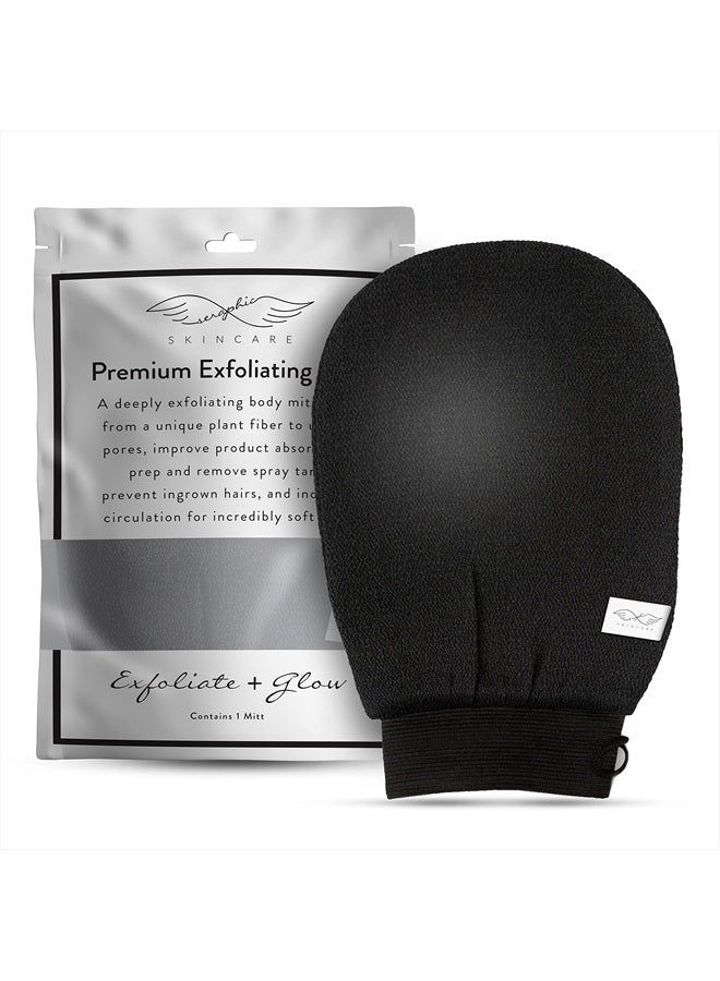 Seraphic Skincare Korean Exfoliating Mitts (1pc) Microdermabrasion at Home, Exfoliating Gloves Visibly Lift Away Dead Skin, Great for Spray Tan Removal or Keratosis Pilaris, Made of 100% Viscose Fiber