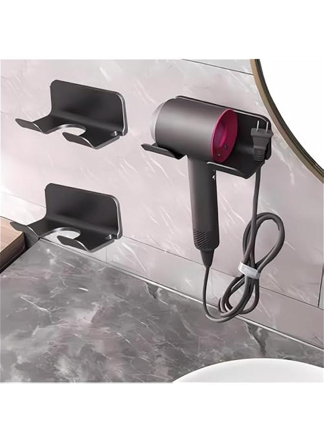 2 Pack Universal Hair Dryer Holder, Blow Dryer Hanger Wall Mount for Hair Dryer Hook with Plug&Cord Organizer Self Adhesive for Cabinet Bathroom