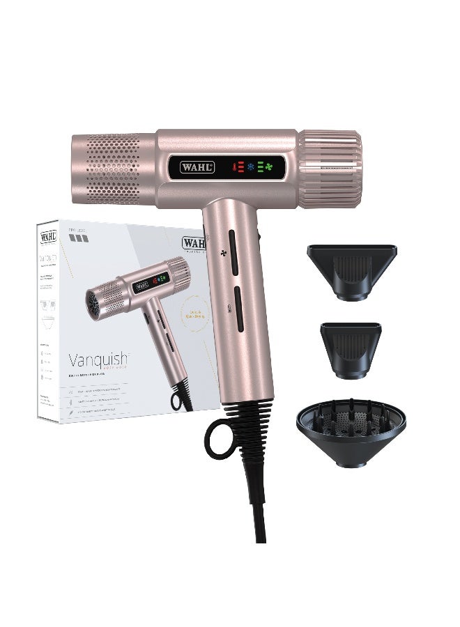 Vanquish Hair Dryer Rose Gold | SmoothTone Motor | Auto-clean Function | LED Display | Magnetic Attachments