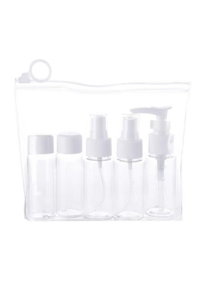 5-Piece Mini Portable Empty Travel Cosmetics Bottles White/Clear