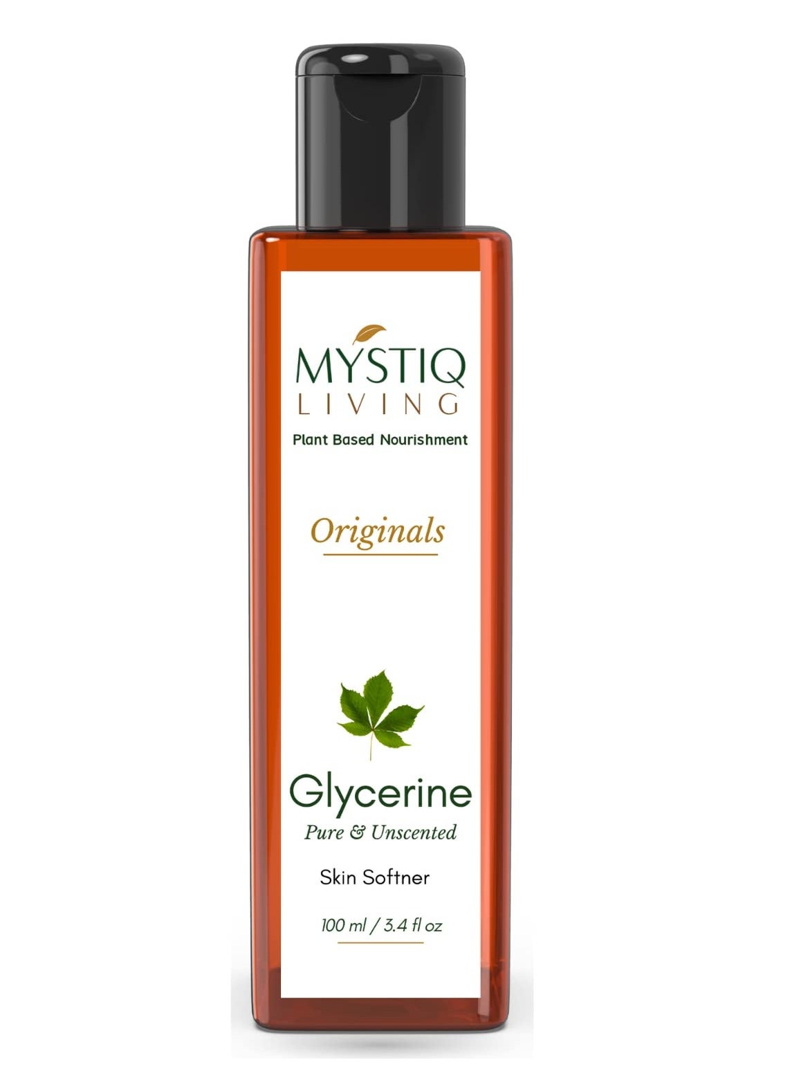 Mystiq Living Glycerine Plant Based Pure and Unscented For Face Skin and Body Care 100 ML