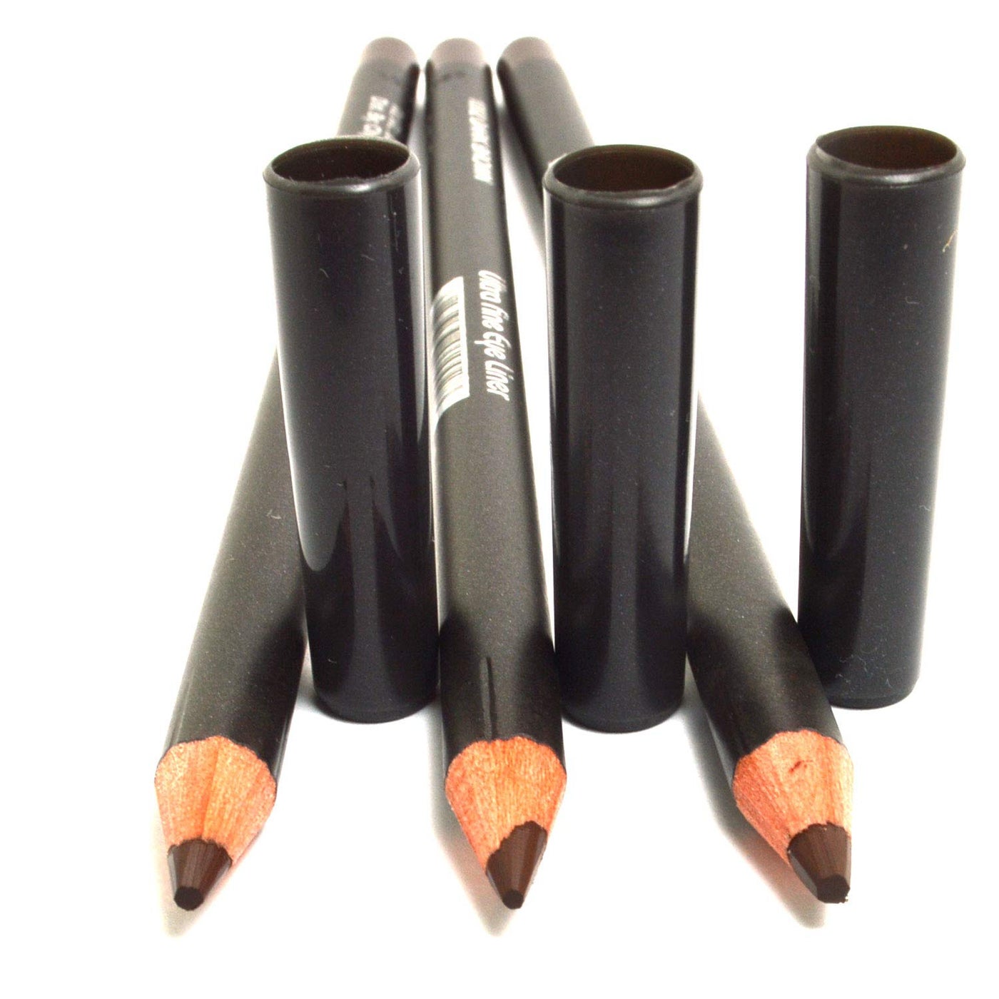 3 Pcs x Italia Deluxe 1002 Dark Brown Ultra Fine Eye liner Pencil Eyeliner Set + Free ZipBag, Full Size