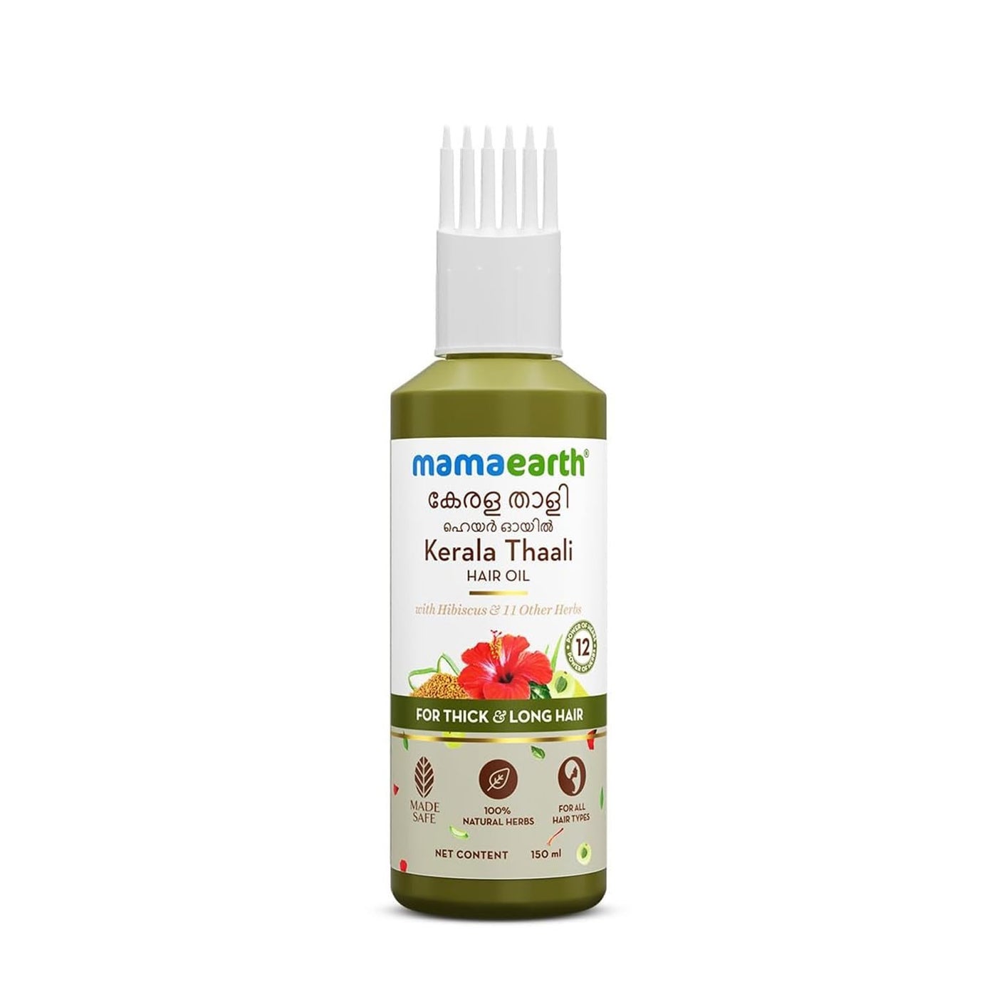 MAMAEARTH Kerala Thaali Hair Oil with Hibiscus & 11 Other Herbs 5.07 Fl Oz/150 ml