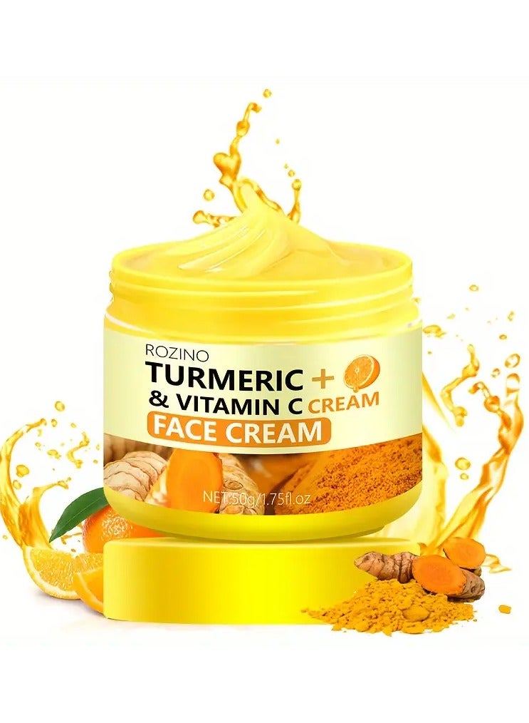 50g turmeric+vitamin C face cream deeply moisturizes the facial skin, leaving the skin moist, tender, shiny, elastic, rich in turmeric vitamin C, leaving dry and rough skin to be easily absorbed