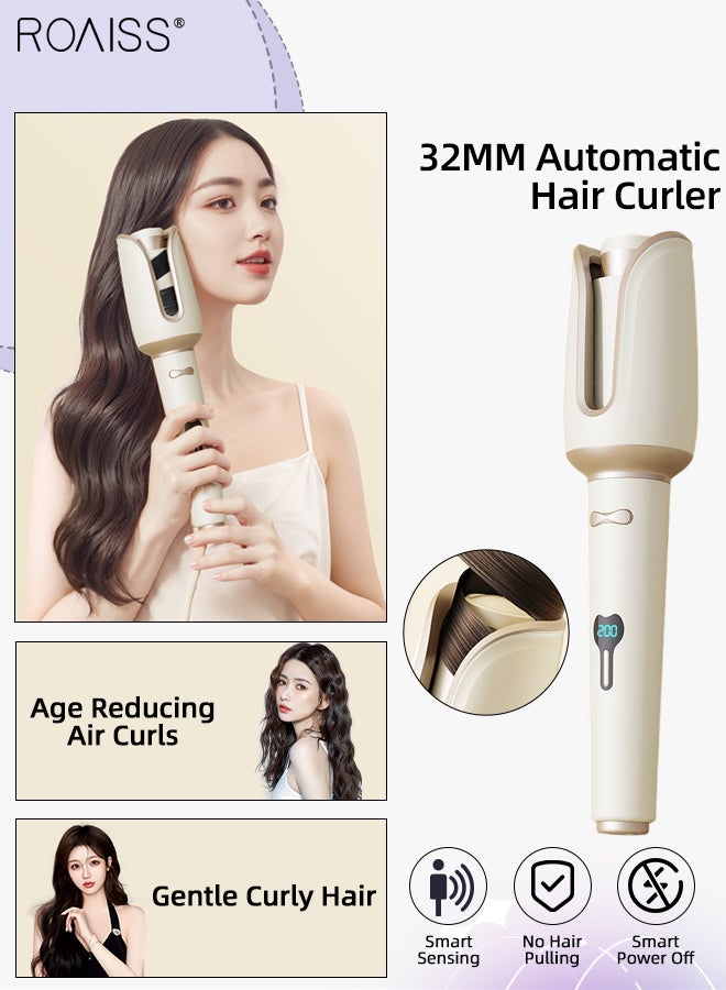Women's Automatic Curling Iron, Long-lasting Styling, One-button Automatic Large Wave Curl Barrel with Ceramic Glaze Coating, Suitable for All Kinds of Curly Hair