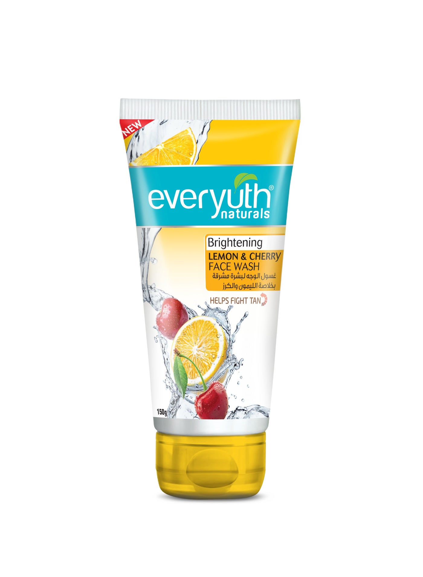 Everyuth Naturals Brightening Lemon & Cherry Face Wash|Deep Cleansing, Oil Control & Tan Reduction|Removes Dirt & Oil|100% Soapfree| For All Skin Types|Paraben Free - 150 g