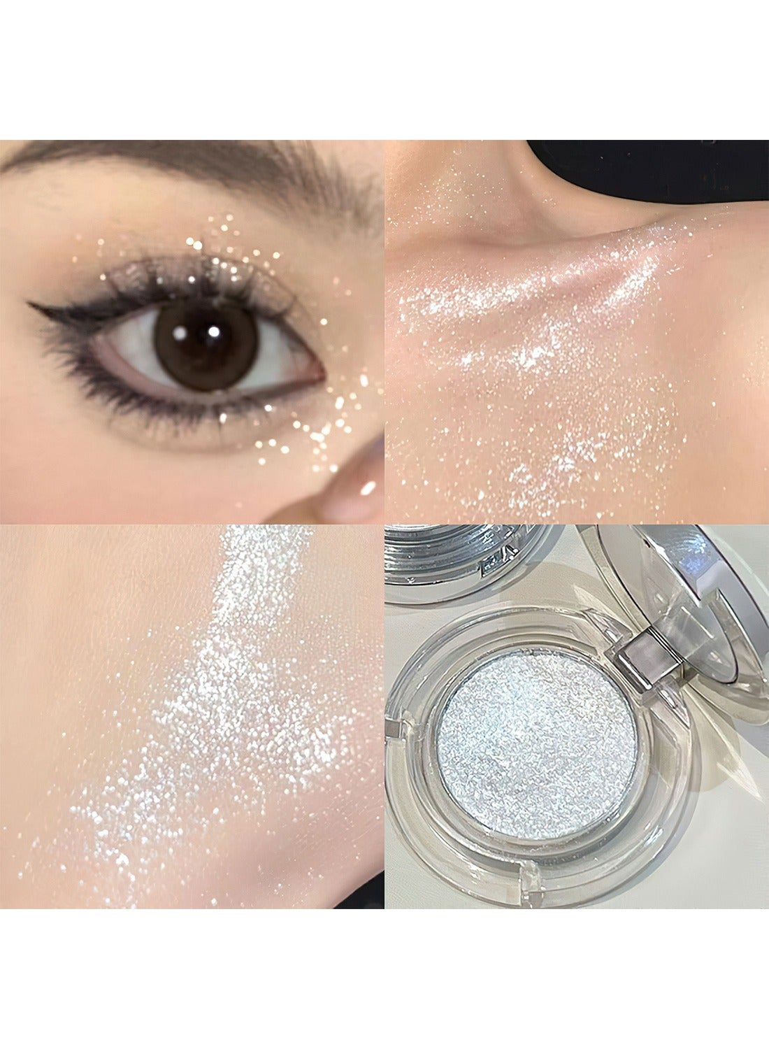 Diamond Glow Silver Highlighter – Multi-Use Shimmer for Eyes, Cheeks & Collarbone