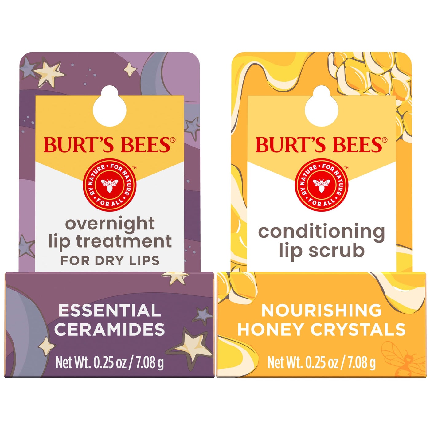 Burtâ€™s Bees Conditioning Lip Scrub and Overnight Intensive Lip Treatment, With Ceramides, College Back to School Dorm Essentials, Exfoliates and Hydrates Lips 8 Hours, Natural Origin, 2 Jars, 0.25 oz