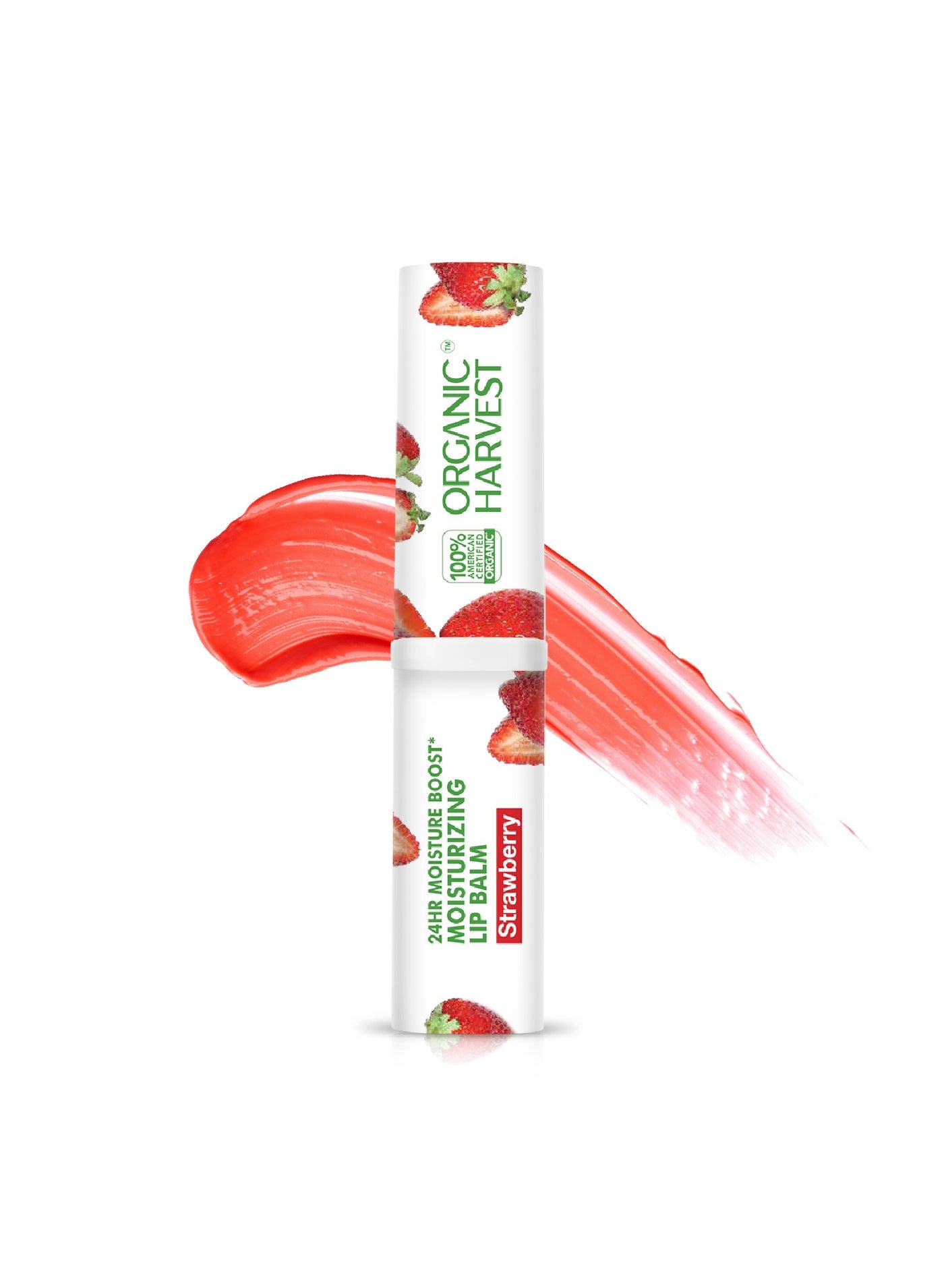 Organic Harvest Moisturizing Lip Balm: Strawberry | Lip Balm for Women & Men | 100% American Certified Organic | Sulphate & Paraben-free - 3g