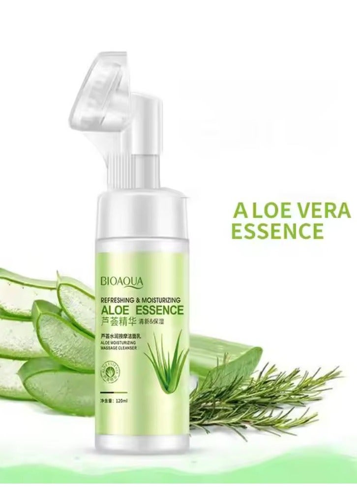 Aloe Vera Foam Facial Cleanser Natural Hydrating Shrink Pores Acne Treatment Oil Control 120ml