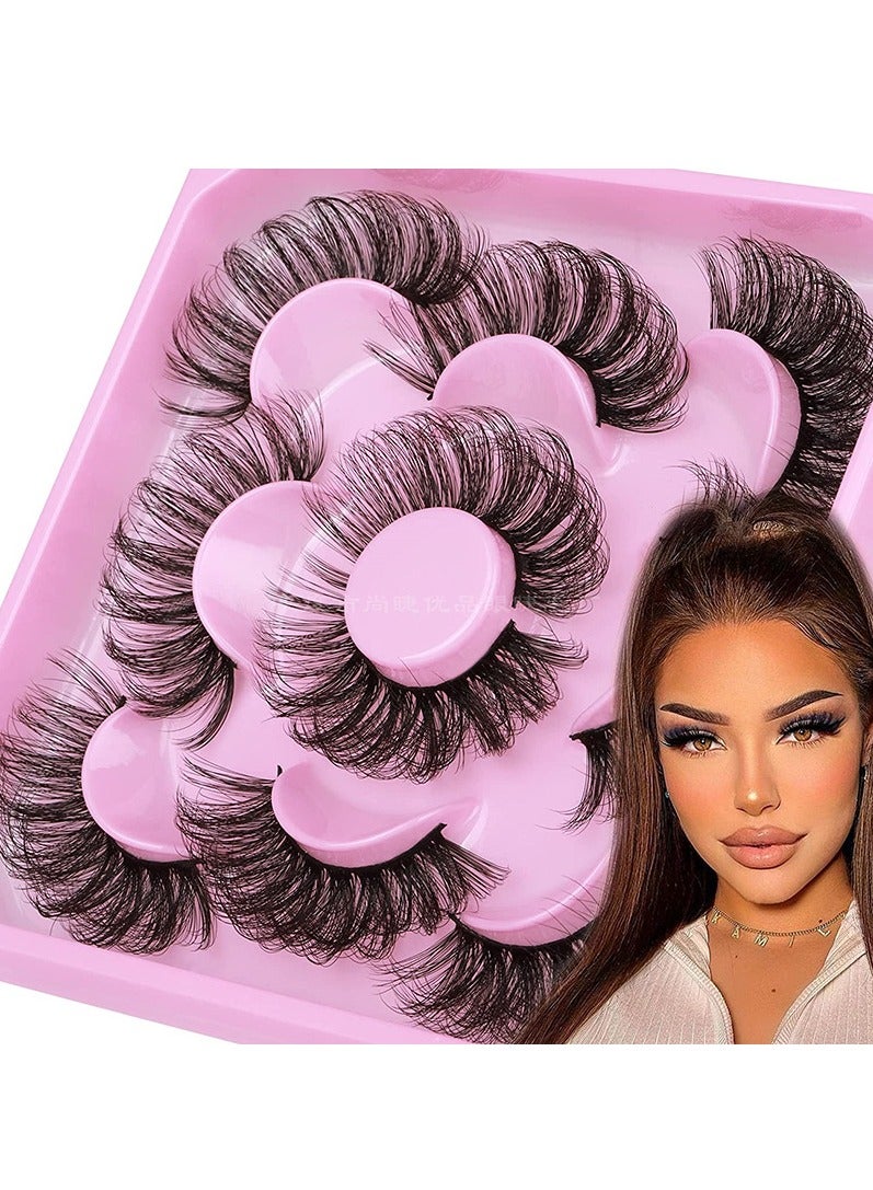 5 pairs of imitation mink false eyelashes curled three-dimensional fried hair fluffy long eyelashes
