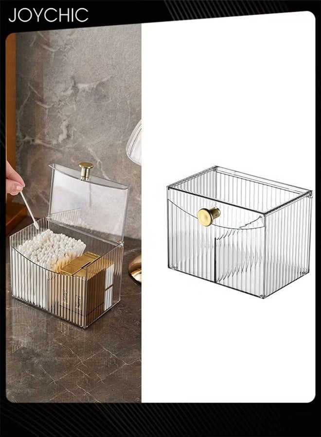 Women Cosmetic Transparent Storage Organize Holder Makeup Brush Desktop Dustproof  Storage Box with Lid Compartment