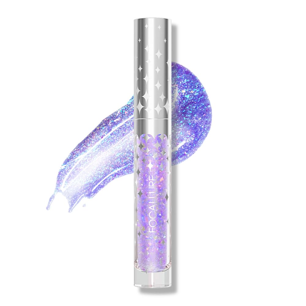 FOCALLURE Glitter Liquid Lipstick,Hydrating,Moisturizing Lip Gloss for Women,Sparkly Shimmer Lip Makeup,Long Lasting,Lightweight Formula for Lip Color and Shine,Last Match