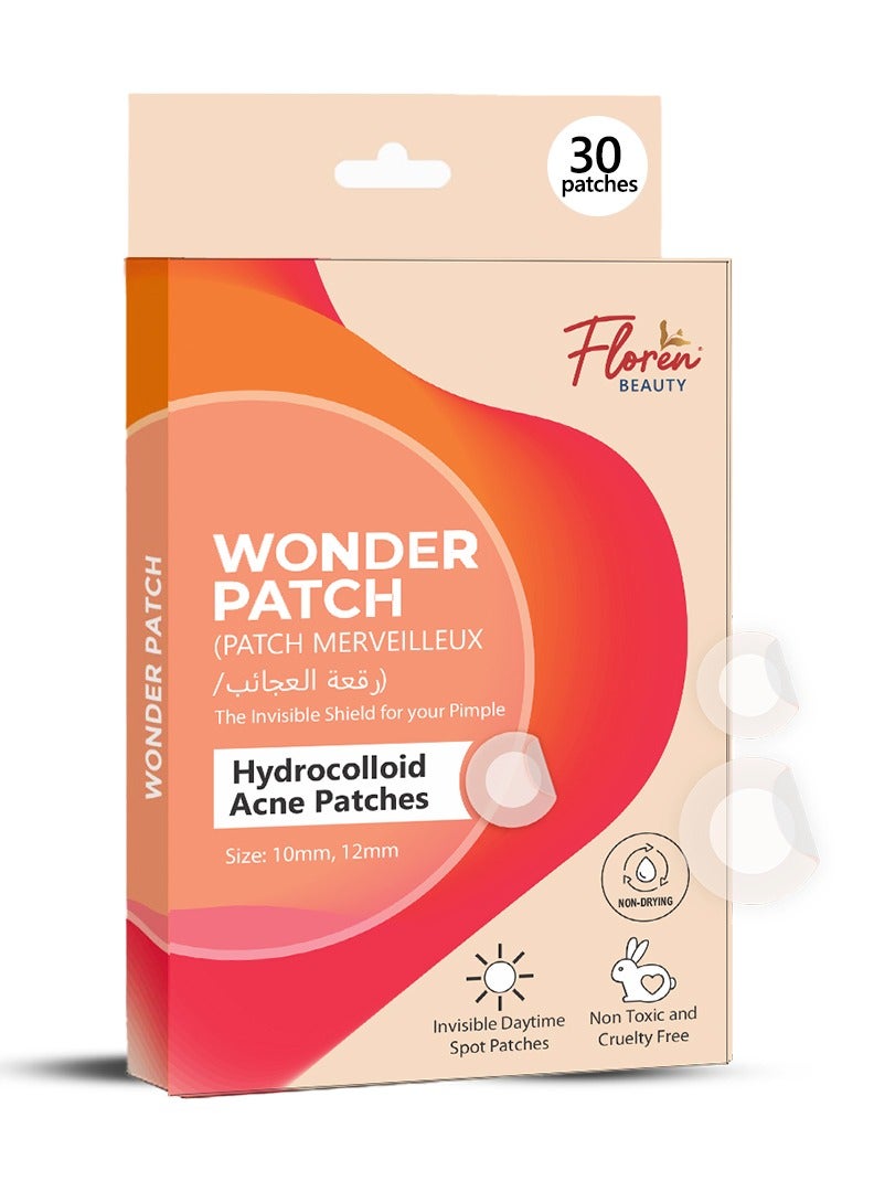 Wonder Acne Patch | 30count, 2 sizes (10mm 15count, 12mm 15count) | Invisible Daytime Acne spot cover | Hydrocolloid Acne Patch | For Zits, Blemishes, & Breakouts | Facial South Korean skin care | Drug-free, Gentle & Cruelty free