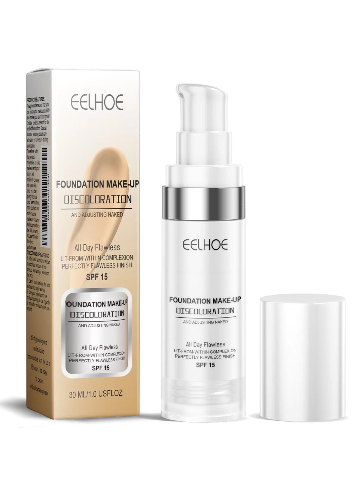 30ML Flawless Colour Changing Warm Skin Tone Foundation,Naturally Blends Moisturizing Foundation Makeup,Long Lasting Waterproof Poreless Liquid Foundation