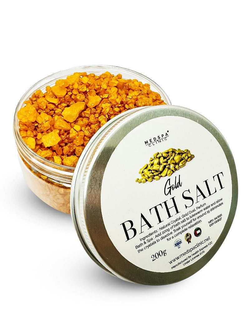 Gold Bath Salt, Luxury Crystal Bath Soak, 200g