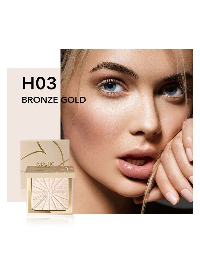 IMAGIC Radiant Highlighter & Blusher Palette | Illuminate & Add a Natural Flush | Buildable, Blendable Glow for All Skin Tones (H03 BRONZE GOLD)