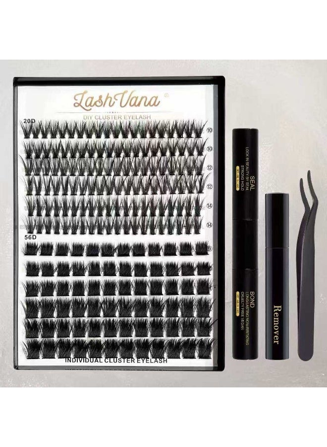 192pcs False Eyelashes,2 Styles DIY Eyelash Extension Kit, 10-14mm Mixed Individual Lashes Cluster,False Eyelashes With Lash Bond And Seal Lash Remover Lash Applicator Individual Lashes Kit Eyelash Brush Easy To Apply At Home.