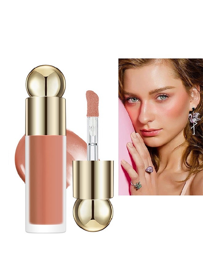 Velvet liquid blush,3 in 1 Cream Liquid, Blush&Lipstick&Eyeshadow, Moisturizing and Delicate Long Lasting Makeup Retention(03#Peach)