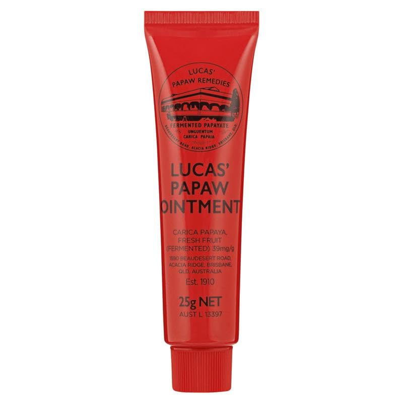 Lucas Papaw Ointment 25g - Soothing Lip and Skin Healing Balm with Fresh Fermented Carica Papaya, Natural Ingredients, Suitable for All Skin Types - Made in Australia